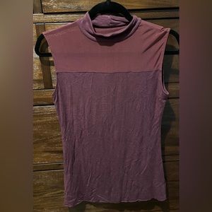 Bailey 44 Maroon Mock Neck Mesh Sleeveless Top Small